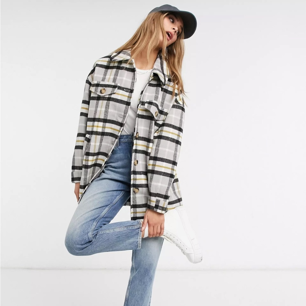 ❌ CLEARANCE Vero Moda Calakerry Check Oversized Flannel Button Down Shacket